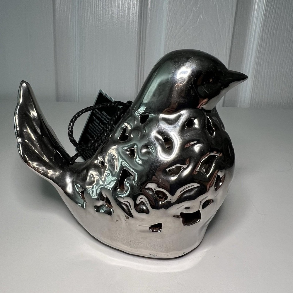 Ceramic‎ Bird Potpourri Holder Silver Chrome